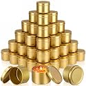 Suclain 100 Pcs Candle Tins with Lid Bulk Metal for Making Candle, Gold