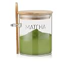 Suclain 15 oz Matcha Glass Container with Airtight Lid and Spoon
