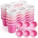 Suclain 6 Pcs Plastic Caddy Organizer with Handle Classroom, Pink