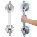 Suction Grab Bar, Portable Shower Suction Handle Bar Suction Grip Bar Bathtub Handle with Strong Hold Suction Cup Fitting and Rapid Release (Silver,19'', Max Capacity :253lb） (470)