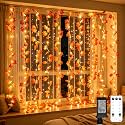 suddus Curtain Lights, Fall Garland with Lights for Office, Porch, Halloween,Thanksgiving