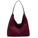 Suede Hobo Purse for Women Trendy Slouchy Shoulder Bag 2Pcs Set