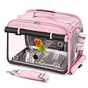 Bird Carrier Airline Approved, Bird Travel Cage with Indestructible Stainless Steel Mesh, Bird Travel Bag Lightweight and Portable with Water Bottle and Bowl