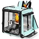 Bird Carrier with Seat Belt for Car Travel, Bird Backpack Carrier with Indestructible Stainless Steel Mesh, Large Bird Carrier Travel Cage, Green