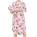 SUFEINI Maternity Robe and Matching Baby Swaddle Blanket Set, Mommy Robe with Receiving Blanket Girls Boys Sleepwear