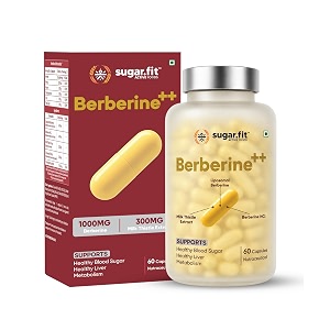 sugarfit berberine supplements 1000mg  liposomal berberine hcl with milk thistle cinnamon amp chromium  for metabolism healthy blood sugar amp liver wellness support  60 veg capsules