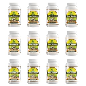 sugar knocker - herbal dietary supplement - pack of 12 90 veg capsules each - 12 months pack