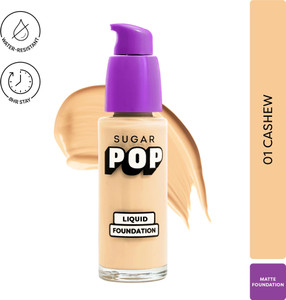 sugar pop liquid foundation - 01 cashew  water resistant  super matte  full coverage foundation