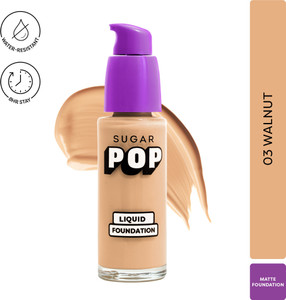 sugar pop liquid foundation - 03 walnut  water resistant  super matte  full coverage foundation