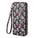 Sugar Skull Wallet for Women, Cute Long Zip Around Wristlet Purse