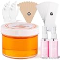 Sugar Wax Kit for Hair Removal: 10.6 Organic Sugaring Wax for Face Body Legs Bikini Back - with Large Strips and Sticks, Care Oils and Gloves
