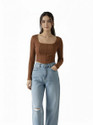 SUGARCANNE Casual Striped Women Brown Top