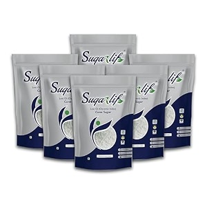 sugarlif low gi sugar- orignal product of dr c k nandagopalan - herbal cane sugar-free from chemicals artificial sweetener substitute low glycemic index 1 kg - pack of 6