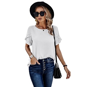 Sugathari Elegant Top Womens Solid Petal Sleeve