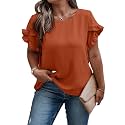 Sugathari Elegant Top Women39s Solid Petal Sleeve