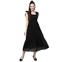 Sugathari Georgette Jacquard Butti Square Neck Knee