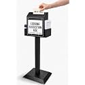Suggestion Box with Stand, Floor Standing Offering Box, Heavy Duty Metal Locking Ballot Collection Safe Box for Voting Charity Donation Church Election Ballet Event