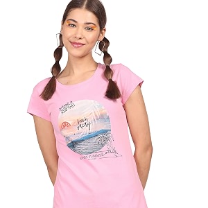 SUGR BASICS Womens Printed Regular Fit T-Shirts