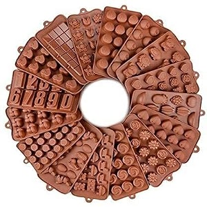 suhani silicon combo food grade different shapes chocolate mould tools pack of 6 random color