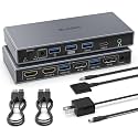 SUIDEK Displayport KVM Switch 2 Monitors 2 Computers - 4K@60Hz Aluminum