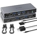 SUIDEK Displayport KVM Switch 2 Monitors 2 Computers - 4K@60Hz Aluminum