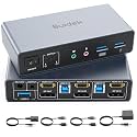 SUIDEK HDMI Displayport KVM Switch 2 Monitors 2 Computers 4K@60Hz Aluminum