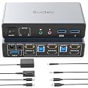 SUIDEK HDMI KVM Switch 2 Monitors 2 Computers - 4K@60Hz Aluminum