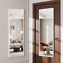 Suidia Full Length Mirror Over the Door&Wall Mounted, 48"x14" Door Mirror with Aluminum Alloy Frame, HD Shatterproof, No-Drill, Hanging Mirrors for Bedroom, Bathroom, Dorm, Closet, Rect, White