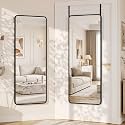 Suidia Full Length Mirror Over the Door&Wall Mounted, 58"x19" Door Mirror with Aluminum Alloy Frame, HD Shatterproof, No-Drill, Hanging Mirrors for Bedroom, Bathroom, Dorm, Closet, Rounded Rect, Black
