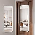 Suidia Full Length Mirror Over the Door&Wall Mounted, 48"x14" Door Mirror with Aluminum Alloy Frame, HD Shatterproof, No-Drill, Hanging Mirrors for Bedroom, Bathroom, Dorm, Closet, Rounded Rect, White