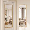 Suidia Full Length Mirror Over the Door&Wall Mounted, 48"x14" Door Mirror with Aluminum Alloy Frame, HD Shatterproof, No-Drill, Hanging Mirrors for Bedroom, Bathroom, Dorm, Closet, Rounded Rect, Gold