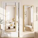 Suidia Full Length Mirror Over the Door&Wall Mounted, 58"x19" Door Mirror with Aluminum Alloy Frame, HD Shatterproof, No-Drill, Hanging Mirrors for Bedroom, Bathroom, Dorm, Closet, Rounded Rect, Gold