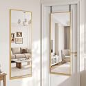 Suidia Full Length Mirror Over the Door&Wall Mounted, 48"x14" Door Mirror with Aluminum Alloy Frame, HD Shatterproof, No-Drill, Hanging Mirrors for Bedroom, Bathroom, Dorm, Closet, Rect, Gold