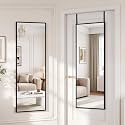 Suidia Full Length Mirror Over the Door&amp;Wall Mounted, 48"x14" Door Mirror with Aluminum Alloy Frame, HD Shatterproof, No-Drill, Hanging Mirrors for Bedroom, Bathroom, Dorm, Closet, Rect, Black
