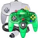 2 Pack Classic 64 Controller, suily Game pad Joystick for 64 - Plug &amp; Play (Non PC USB Version) (Gray/Clear Green)