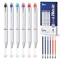 SUIN Erasable Gel Pens 0.7mm Retractable, 6 Pens + 6 Refills, 6 Colors