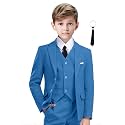 Suit for Boy Formal Slim Fit Tuxedo 5 Pieces Kids Toddler Wedding Outfit Blazer Pants Vest Set Boys Suits