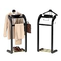 Suit Valet Stand for Men, Wood Mens Valet Stand (Black)