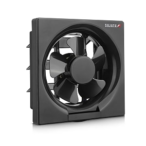 sujata 10 inch sweep size premium exhaust fan for kitchen bathroom amp office  2 years warranty  250mm high air delivery 1250 rpm 100 copper winding motor strong air suction epb81-black