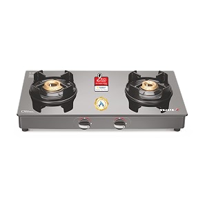 sujata deluxe auto ignition gas stove  9 years warranty  stove 2 burner 2 burner gas stove sabaf isi certified lpg amp png compatible brass burner black