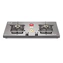 Sujata Premium Gas Stove Auto Ignition | 9 Years Warranty | Gas Stove 2 Burners Glass Top, SABAF, ISI Certified, LPG &amp; PNG Compatible, 360° Rotating Brass Gas Nozzle, Jumbo Brass Burner (Black)
