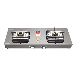 sujata gas stove 2 burners glass top  classic gas stove auto ignition  9 years warranty  2 burner gas stove  isi certified  lpg amp png compatible brass burner black