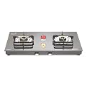 Sujata Gas stove 2 Burners Glass Top | Classic Gas stove Auto Ignition | 9 Years Warranty | 2 Burner Gas Stove | ISI Certified | LPG &amp; PNG Compatible, Brass Burner (Black)