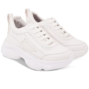 SUKART White Womens Laceup Sneakers