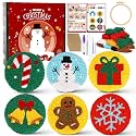 Sukhumvit 6PCS Christmas Punch Needle Coaster Kit, Beginners Punch Needle Set with 6 Tufted Patterns, Yarns, Hoop & Adhesive Pads, Starter DIY Embroidery Coasters Kit for Tufted Crafts Christmas Gifts