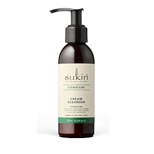 sukin signature cream face cleanser 125ml  cream cleanser for dry amp dehydrated skin  gently removes makeup dirt amp impurities  nourishes amp softens with natural oils  soothing non-drying formula  100 vegan amp cruelty-free  125ml pump
