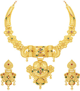 sukkhi alloy gold-plated gold jewellery set