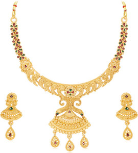 sukkhi alloy gold-plated gold jewellery set