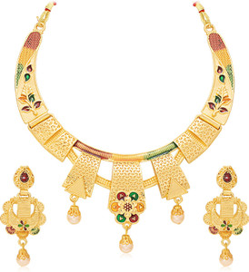 sukkhi alloy gold-plated gold jewellery set