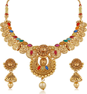 sukkhi alloy gold-plated gold jewellery set